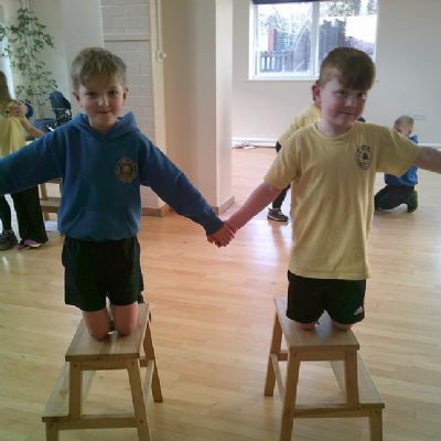 In PE, we are working with Mr Spencer on developing our gymnastics skills.